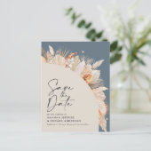 Moderne botanische blauwe pampasgras met uitzonder aankondigingskaart (Staand voorkant)