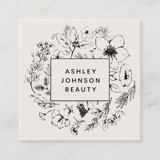 Moderne botanische blindheid en zwart vierkante visitekaartje (Voorkant)