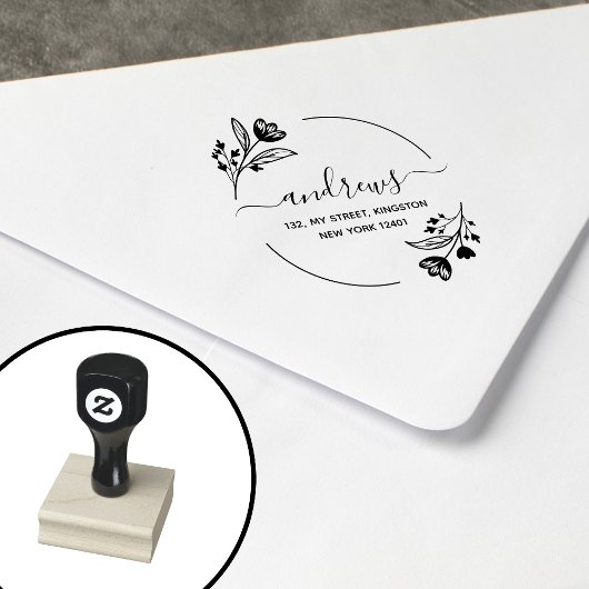 Moderne botanische bloem bladeren rubberstempel