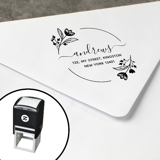 Moderne botanische bloem bladeren zelfinktende stempel