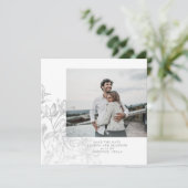 Moderne Botanische Bloem Foto Save The Date (Staand voorkant)