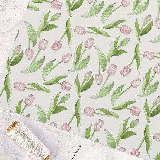 Moderne botanische bloem roze tulp stof