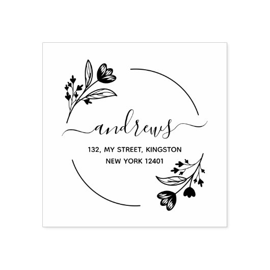 Moderne botanische bloembladeren rubberstempel (Afrduk)