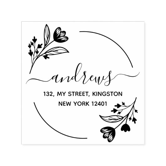 Moderne botanische bloembladeren zelfinktende stempel (Design)