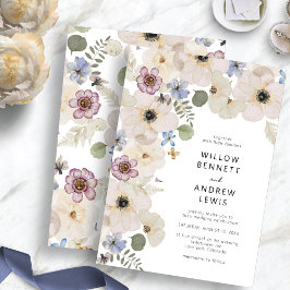 Moderne Botanische Bloemen Boho Huwelijk Kaart