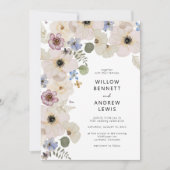 Moderne Botanische Bloemen Boho Huwelijk Kaart (Voorkant)