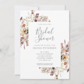 Moderne Botanische Bloemen Bruids Douche Uitnodigi Kaart (Voorkant)