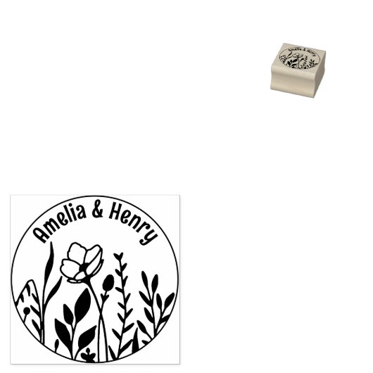Moderne botanische bloemen, bruiloft rubberstempel (Gestempeld)