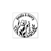 Moderne botanische bloemen, bruiloft rubberstempel (Afrduk)