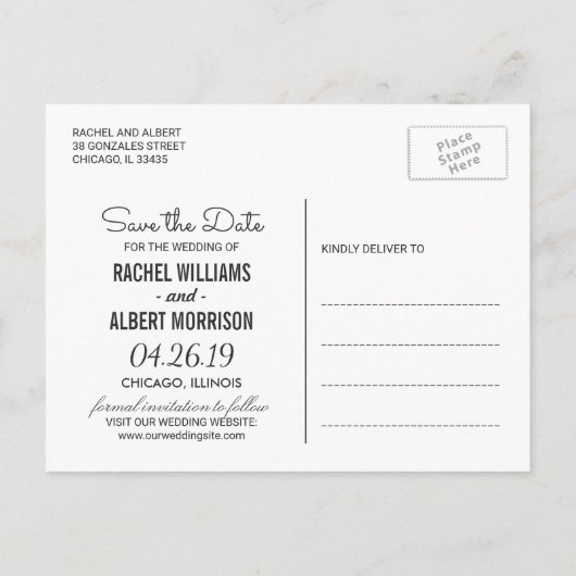 Moderne Botanische Bloemen Bruiloft Save the Date Aankondigingskaart (Achterkant)