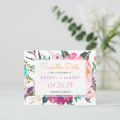 Moderne Botanische Bloemen Bruiloft Save the Date Aankondigingskaart (Staand voorkant)