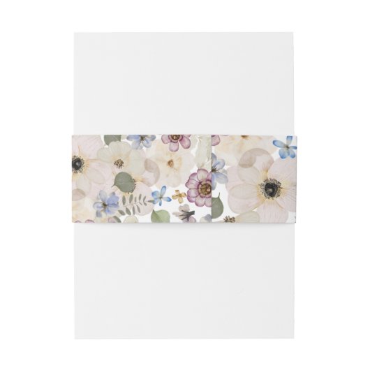 Moderne Botanische Bloemen Bruiloft Uitnodigingen Wikkel (Achterkant Voorbeeld)