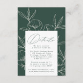 Moderne Botanische Bloemen Donkergroene bruiloft D Informatiekaartje (Voorkant)