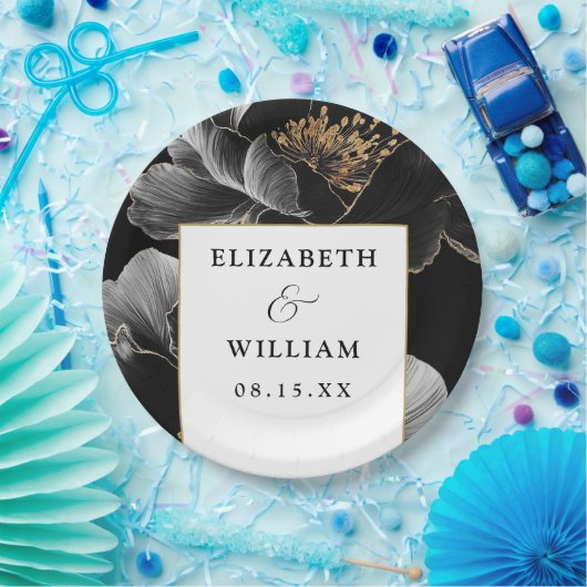 Moderne Botanische Bloemen Elegante Chic Wedding Papieren Bordje (Feest)