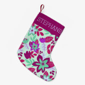 Moderne Botanische Bloemen Kerstvakantie Kleine Kerstsok (Voorkant (Hangend))
