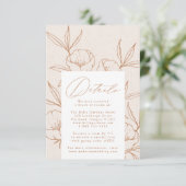 Moderne Botanische Bloemen Terracotta Bruiloft Det Informatiekaartje (Staand voorkant)