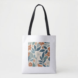Moderne botanische bloemen – Terracotta en blauw Tote Bag