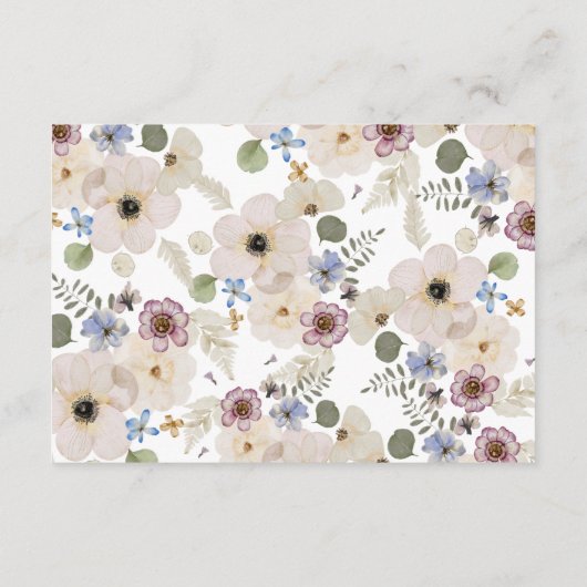 Moderne Botanische Bloemen Trouwdetails Informatiekaartje (Achterkant)