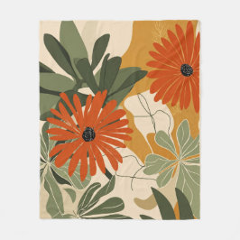 Moderne Botanische Bloemende Worpdeken | Vintage Fleece Deken