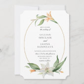 Moderne Botanische Bloemenlelie Lijst Bruiloft Kaart (Voorkant)