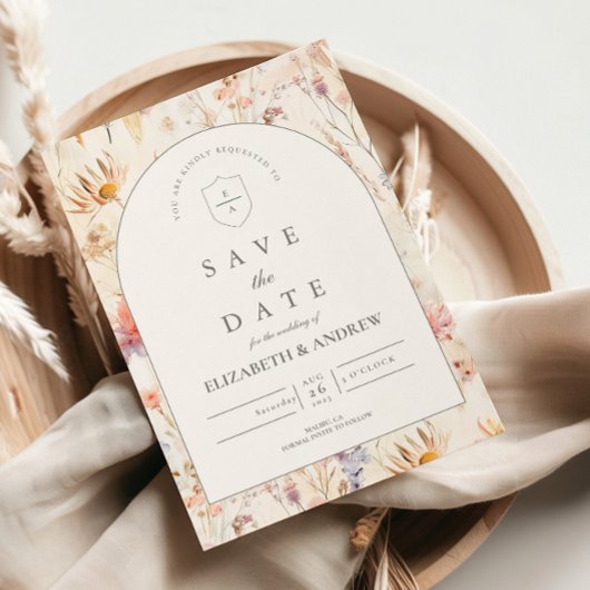 Moderne Botanische Bloemige Bruiloft Save The Date