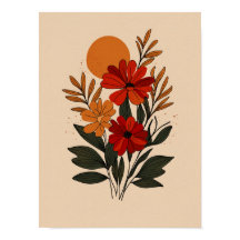 Moderne Botanische Bloemige Muurkunst Poster