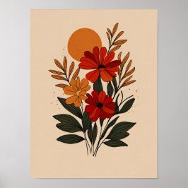 Moderne Botanische Bloemige Muurkunst Poster