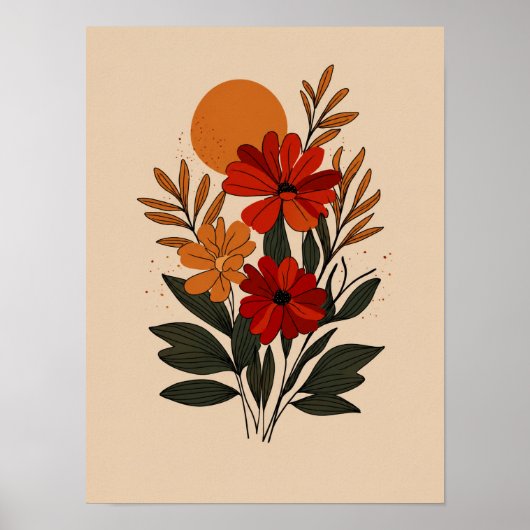 Moderne Botanische Bloemige Muurkunst Poster (Voorkant)