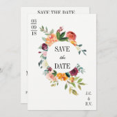 Moderne Botanische Bloemige Save The Date Trouwdag (Voorkant / Achterkant)