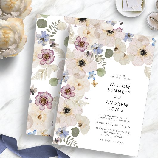 Moderne Botanische Bloemrijke Boho Bruiloft Kaart