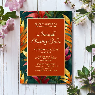 Moderne Botanische Bloemrijke Charity Event Gala F Folie Uitnodiging