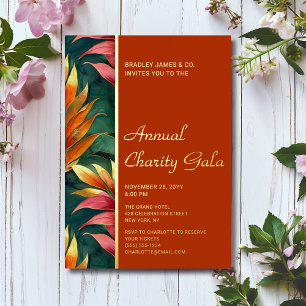 Moderne Botanische Bloemrijke Charity Event Gala F Folie Uitnodiging