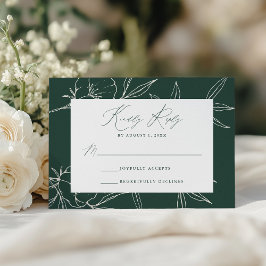 Moderne Botanische Bloemrijke Donkergroene & Crème RSVP Kaartje