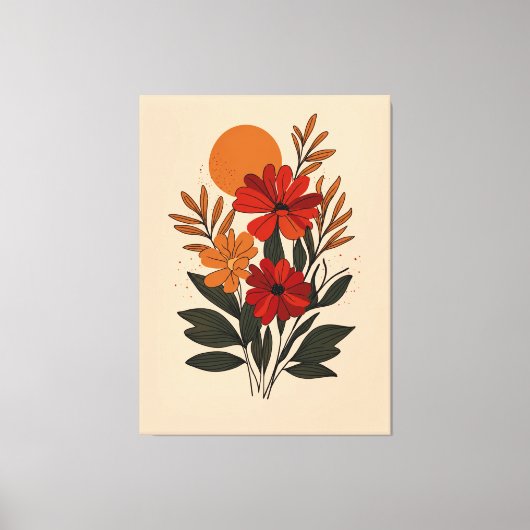 Moderne Botanische Bloemstukken Canvas Muurkunst Afdruk (Voorkant)
