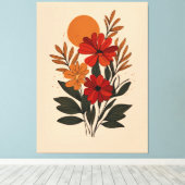 Moderne Botanische Bloemstukken Canvas Muurkunst Afdruk (Insitu (Houten vloer))