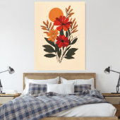 Moderne Botanische Bloemstukken Canvas Muurkunst Afdruk (Insitu (Slaapkamer))