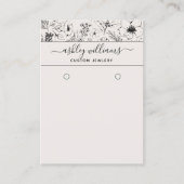 Moderne botanische Blush & Black Earring Card Visitekaartje (Voorkant)