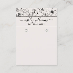 Moderne botanische Blush & Black Earring Card Visitekaartje