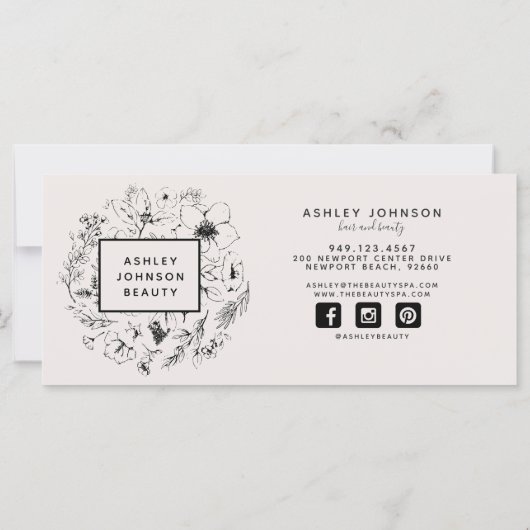 Moderne botanische Blush & Black Gift Certificate (Achterkant)