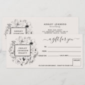 Moderne botanische Blush & Black Gift Certificate (Voorkant / Achterkant)