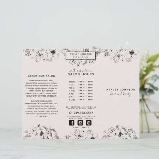 Moderne botanische Blush Black plus foto's rouchur (Staand voorkant)