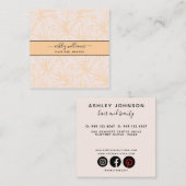 Moderne botanische Blush Black Script Name Square Vierkante Visitekaartje (Voorkant / Achterkant)