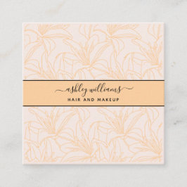 Moderne botanische Blush Black Script Name Square Vierkante Visitekaartje