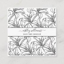 Moderne botanische Blush Black Script Name Square