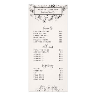 Moderne botanische Blush Black Spa 3 Services Menu