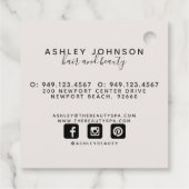 Moderne botanische Blush en Black Square Business Bedankjes Labels (Achterkant)
