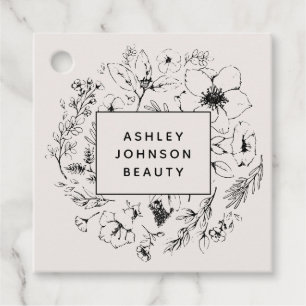 Moderne botanische Blush en Black Square Business  Bedankjes Labels