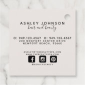 Moderne botanische Blush en Black Square Business Bedankjes Labels (Achterkant)