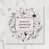 Moderne botanische Blush en Black Square Business Bedankjes Labels (Voorkant)