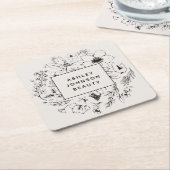 Moderne botanische Blush en zwarte branding Kartonnen Onderzetters (Schuin)